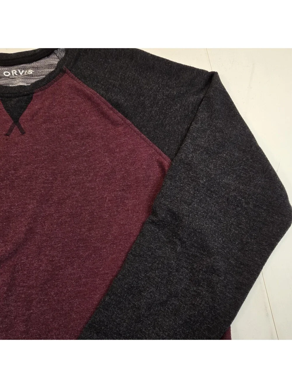 Orvis Long Sleeve Raglan Lounge Shirt Black Purple 1225440 Mens Large L